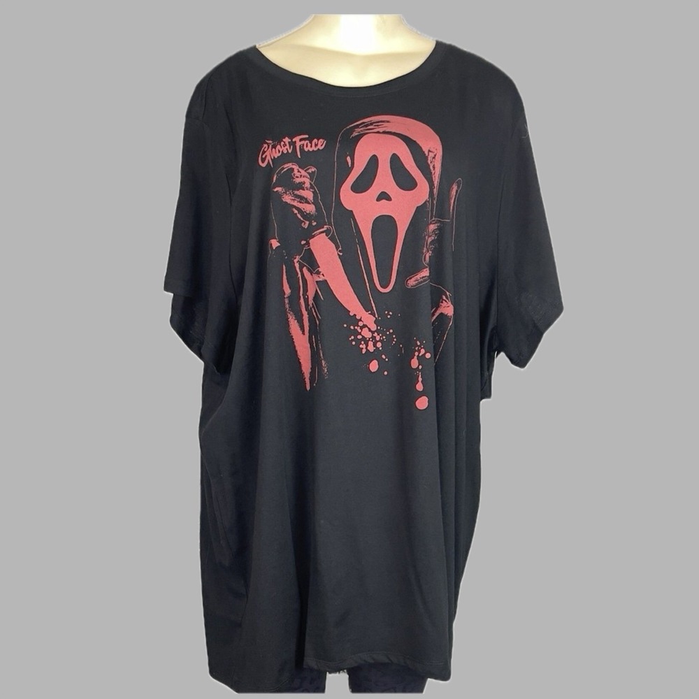 Bioworld 4X Black Scream Slasher Movie Ghost Face Graphic Short Sleeve T-Shirt